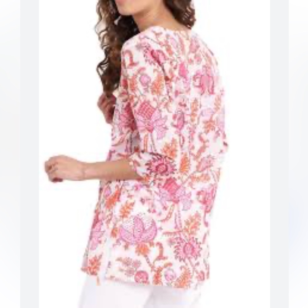 Roller Rabbit Amanda Block Print Tunic Top - Picture 3 of 10